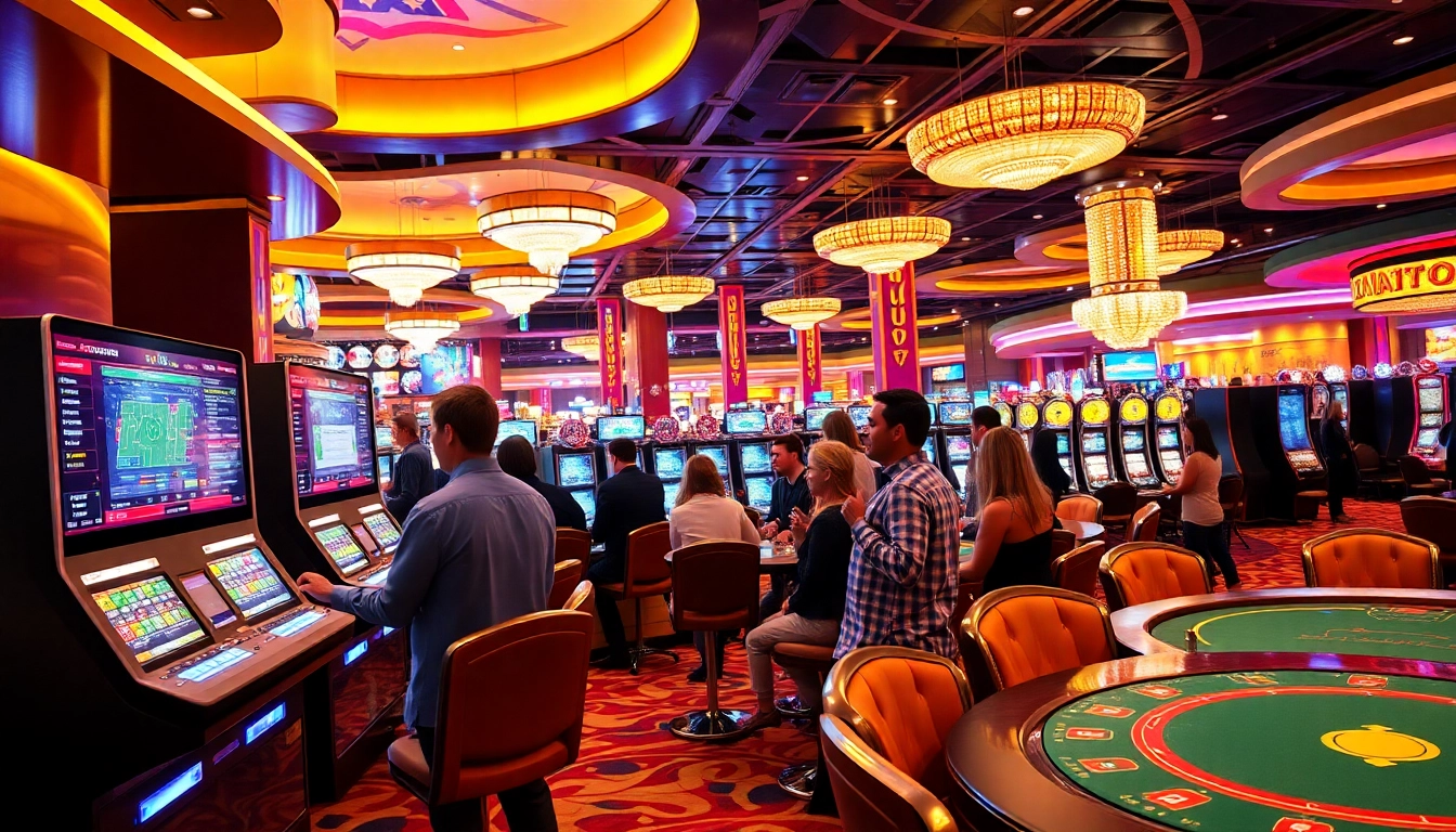 Gamblers engage in lively betting activities for thể thao qh88 at a vibrant casino.