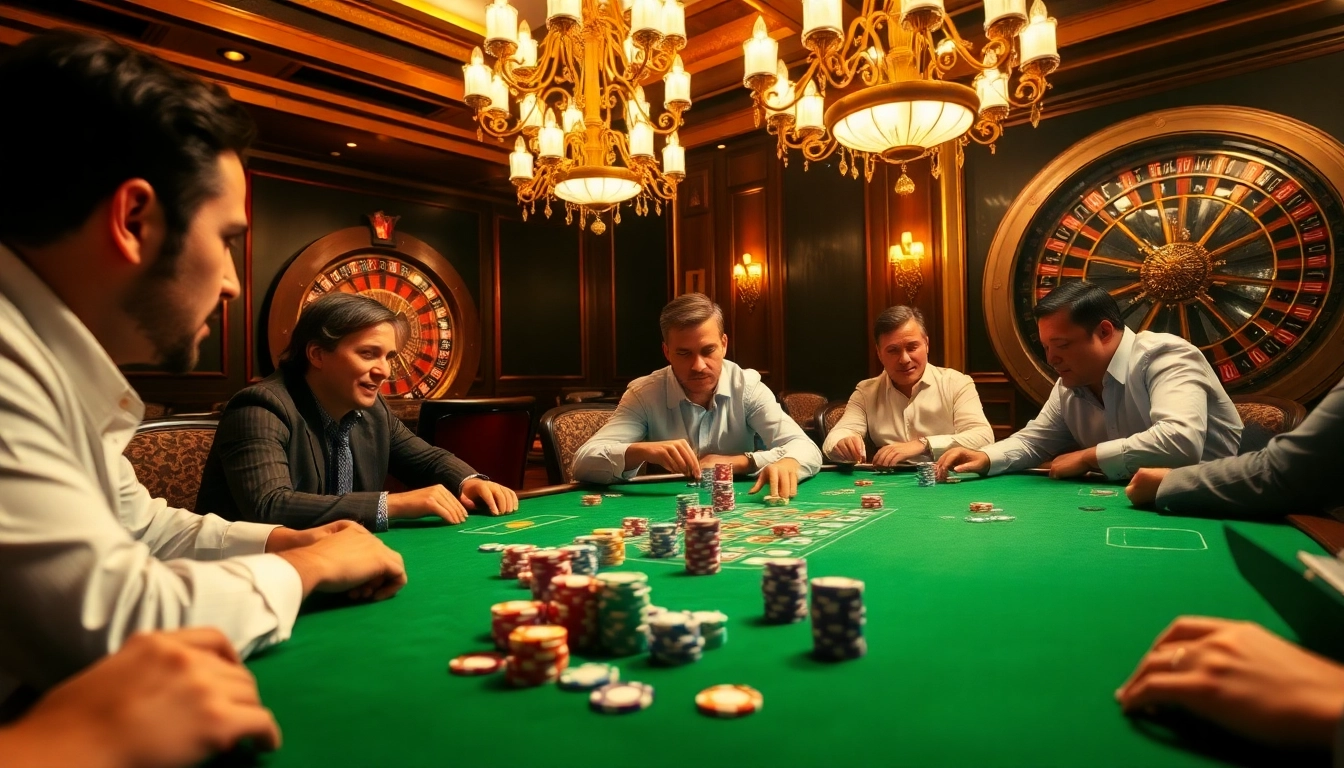 Engage in the thrilling world of poker at bet88vn.locker, featuring colorful chips and intense gameplay in a lavish casino.