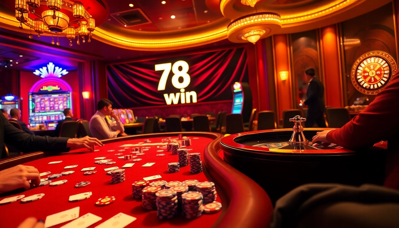 Playing poker at a vibrant casino table aiming for a 78 win with colorful chips and cards.